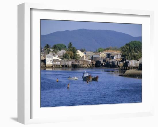 Fishermen's Houses, Boats and Weed Gatherers, Nha Trang, Vietnam, Indochina, Southeast Asia, Asia-Anthony Waltham-Framed Photographic Print