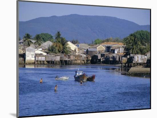 Fishermen's Houses, Boats and Weed Gatherers, Nha Trang, Vietnam, Indochina, Southeast Asia, Asia-Anthony Waltham-Mounted Photographic Print