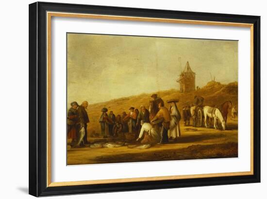 Fishermen Selling their Catch on a Beach-Pieter de Neyn-Framed Giclee Print