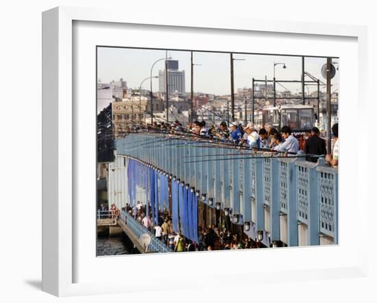 Fishermen Standing on the Galata Bridge, Istanbul, Turkey, Europe-Levy Yadid-Framed Photographic Print