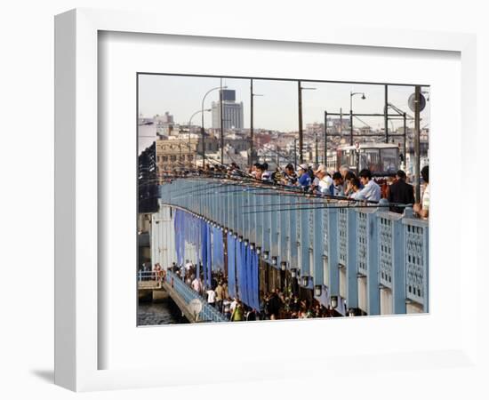 Fishermen Standing on the Galata Bridge, Istanbul, Turkey, Europe-Levy Yadid-Framed Photographic Print