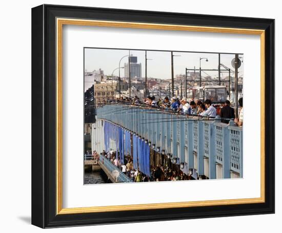 Fishermen Standing on the Galata Bridge, Istanbul, Turkey, Europe-Levy Yadid-Framed Photographic Print