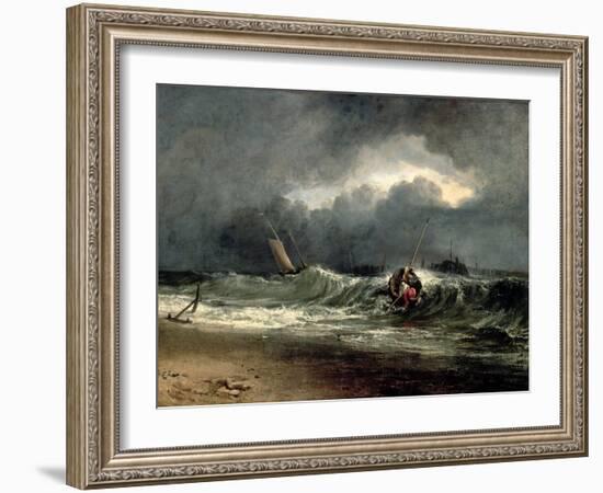 Fishermen Upon a Lee-Shore in Squally Weather-J. M. W. Turner-Framed Giclee Print