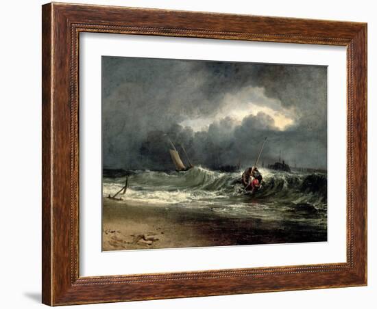 Fishermen Upon a Lee-Shore in Squally Weather-J. M. W. Turner-Framed Giclee Print