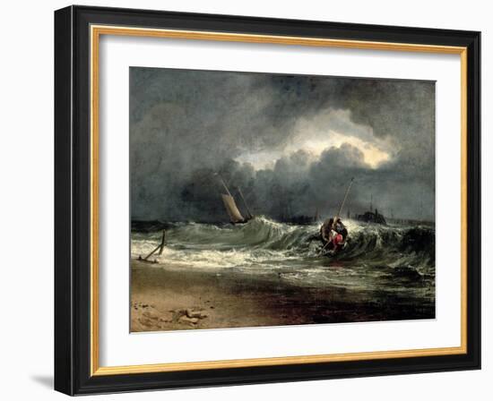 Fishermen Upon a Lee-Shore in Squally Weather-J. M. W. Turner-Framed Giclee Print