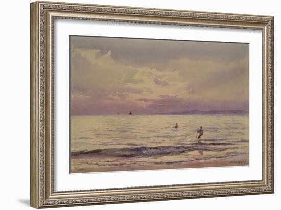 Fishermen Working at Sunset, 1868-71 (W/C on Paper)-Henry Moore-Framed Giclee Print