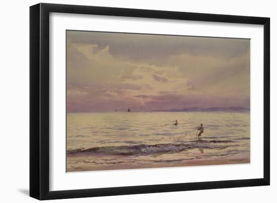 Fishermen Working at Sunset, 1868-71 (W/C on Paper)-Henry Moore-Framed Giclee Print