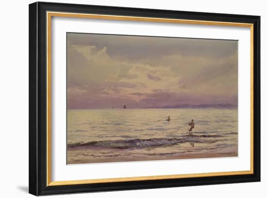 Fishermen Working at Sunset, 1868-71 (W/C on Paper)-Henry Moore-Framed Giclee Print