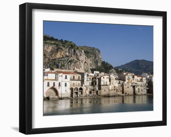 Fishermens Houses, Cefalu, Sicily, Italy, Europe-Martin Child-Framed Photographic Print