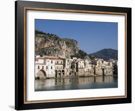 Fishermens Houses, Cefalu, Sicily, Italy, Europe-Martin Child-Framed Photographic Print