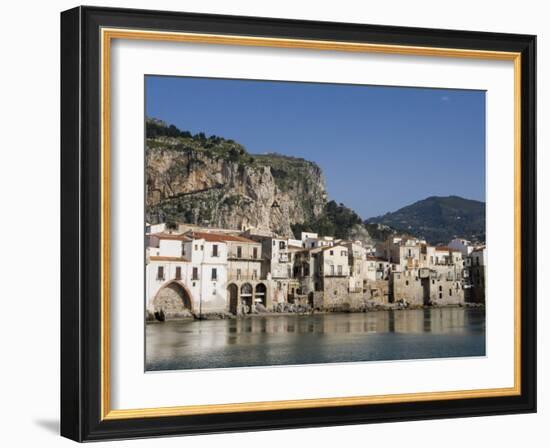 Fishermens Houses, Cefalu, Sicily, Italy, Europe-Martin Child-Framed Photographic Print