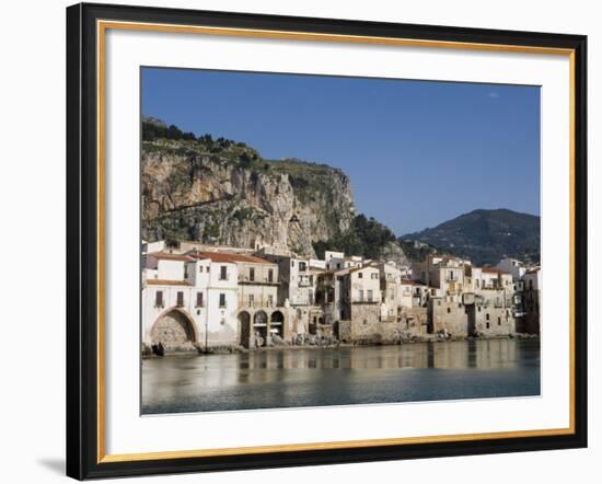 Fishermens Houses, Cefalu, Sicily, Italy, Europe-Martin Child-Framed Photographic Print