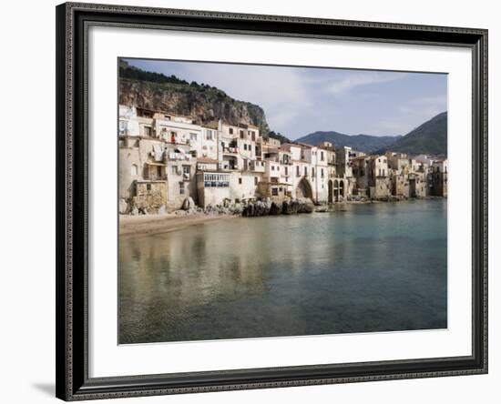 Fishermens Houses Overlooking the Harbour, Cefalu, Sicily, Italy, Europe-Martin Child-Framed Photographic Print