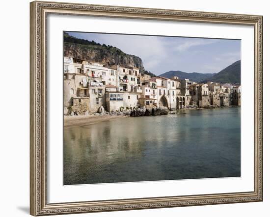 Fishermens Houses Overlooking the Harbour, Cefalu, Sicily, Italy, Europe-Martin Child-Framed Photographic Print