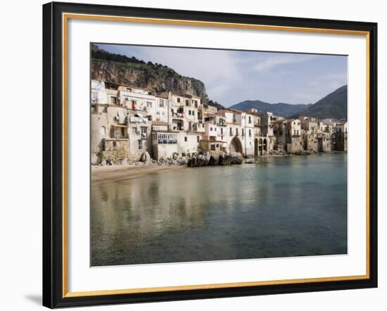 Fishermens Houses Overlooking the Harbour, Cefalu, Sicily, Italy, Europe-Martin Child-Framed Photographic Print