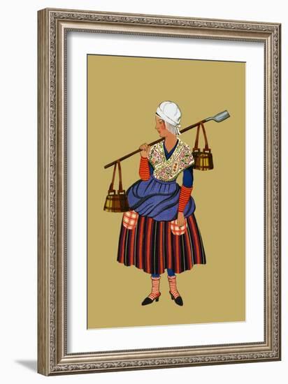 Fisherwoman from the Coast of Artois Carries Shovel for Digging Clams-Elizabeth Whitney Moffat-Framed Art Print