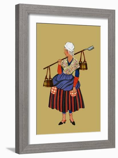 Fisherwoman from the Coast of Artois Carries Shovel for Digging Clams-Elizabeth Whitney Moffat-Framed Art Print