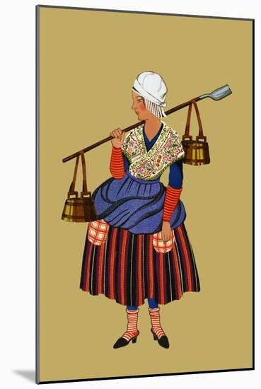 Fisherwoman from the Coast of Artois Carries Shovel for Digging Clams-Elizabeth Whitney Moffat-Mounted Art Print