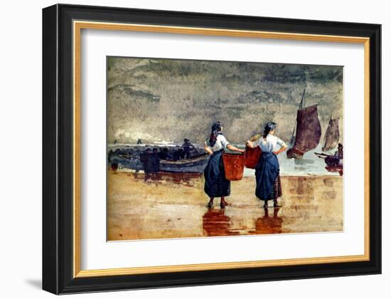 Fisherwomen at Tynemouth Beach-Winslow Homer-Framed Giclee Print