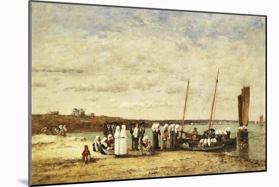 Fisherwomen Disembarking from Plougastel, 1870-Eugène Boudin-Mounted Giclee Print