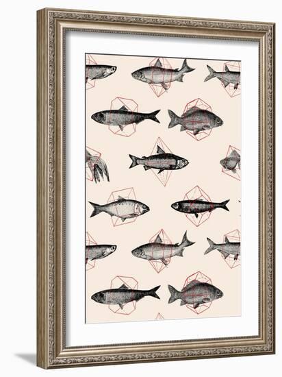 Fishes in Geometrics Nº4-Florent Bodart-Framed Giclee Print
