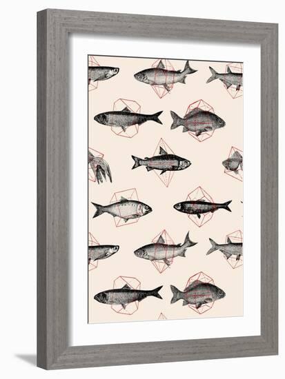 Fishes in Geometrics Nº4-Florent Bodart-Framed Giclee Print