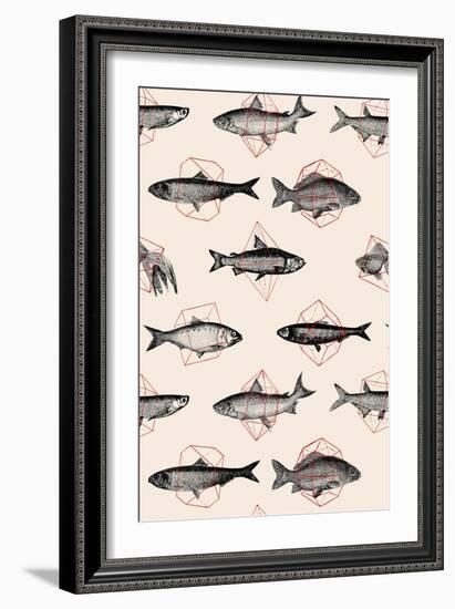 Fishes in Geometrics Nº4-Florent Bodart-Framed Giclee Print