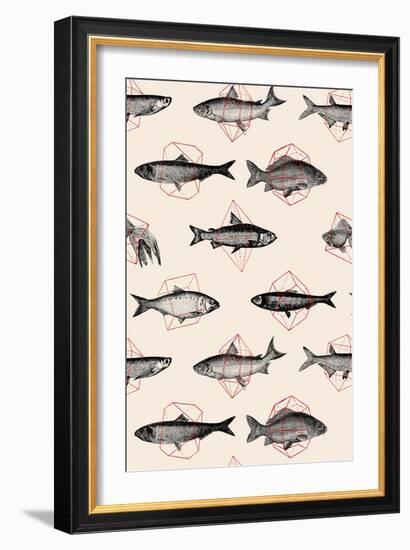 Fishes in Geometrics Nº4-Florent Bodart-Framed Giclee Print