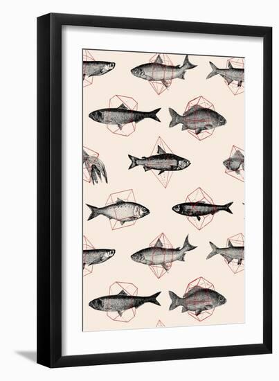 Fishes in Geometrics-Florent Bodart-Framed Giclee Print