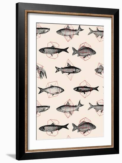 Fishes in Geometrics-Florent Bodart-Framed Giclee Print