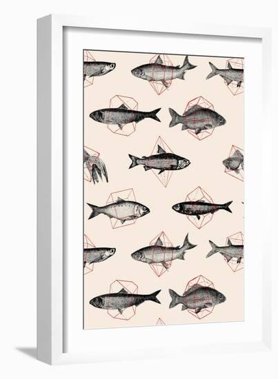 Fishes in Geometrics-Florent Bodart-Framed Giclee Print