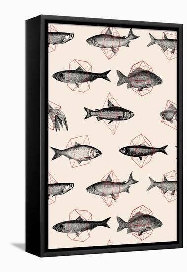 Fishes in Geometrics-Florent Bodart-Framed Premier Image Canvas