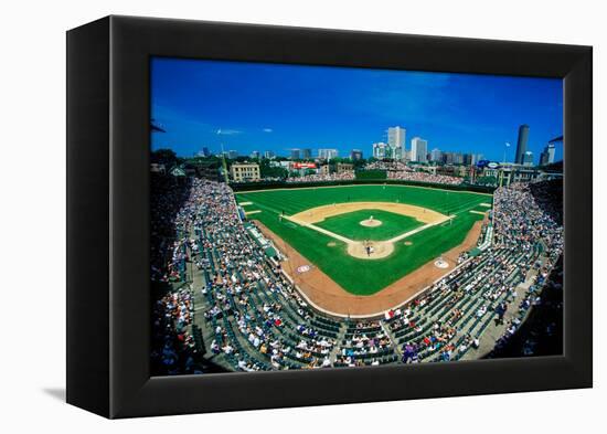 Fisheye view of crowd and diamond during a professional baseball game, Wrigley Field, Illinois-null-Framed Premier Image Canvas