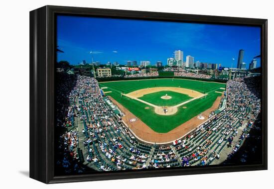 Fisheye view of crowd and diamond during a professional baseball game, Wrigley Field, Illinois-null-Framed Premier Image Canvas