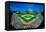 Fisheye view of crowd and diamond during a professional baseball game, Wrigley Field, Illinois-null-Framed Premier Image Canvas