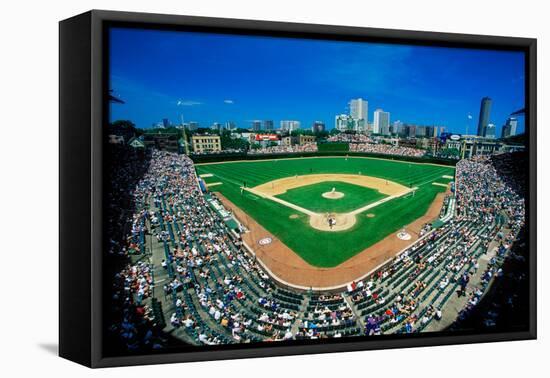 Fisheye view of crowd and diamond during a professional baseball game, Wrigley Field, Illinois-null-Framed Premier Image Canvas