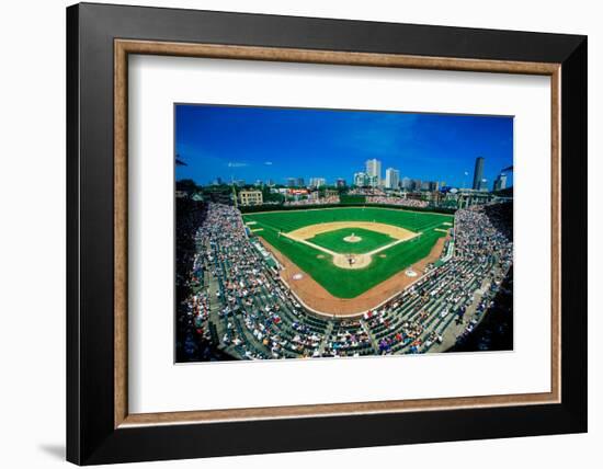 Fisheye view of crowd and diamond during a professional baseball game, Wrigley Field, Illinois-null-Framed Photographic Print