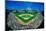 Fisheye view of crowd and diamond during a professional baseball game, Wrigley Field, Illinois-null-Mounted Photographic Print