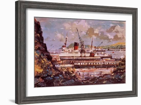 Fishguard Harbour Scene-John S. Smith-Framed Giclee Print