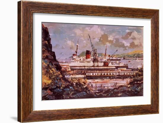 Fishguard Harbour Scene-John S. Smith-Framed Giclee Print