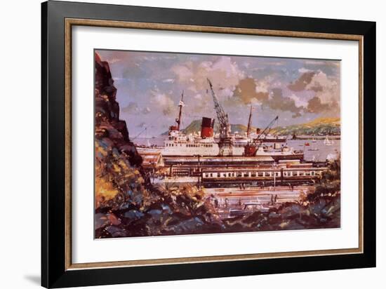 Fishguard Harbour Scene-John S. Smith-Framed Giclee Print