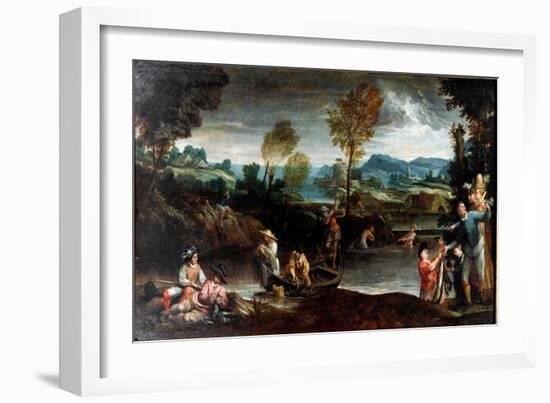 Fishing, 1585-88 Ca (Oil on Canvas)-Annibale Carracci-Framed Giclee Print