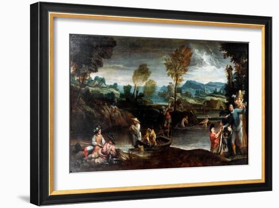 Fishing, 1585-88 Ca (Oil on Canvas)-Annibale Carracci-Framed Giclee Print