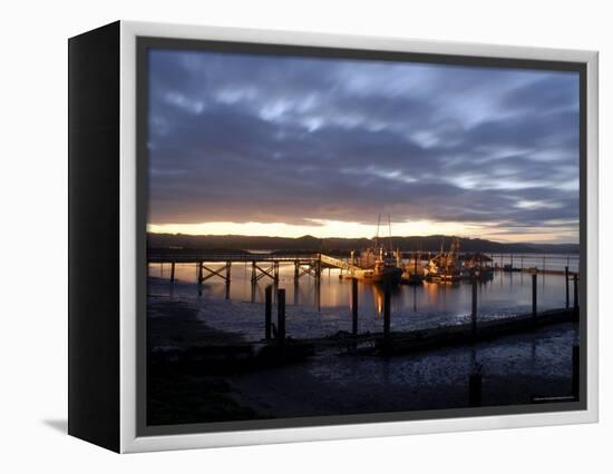 Fishing and Crabbing Boats at Low Tide after Sunset, in Dock at the End of the Road in Grayland-Aaron McCoy-Framed Premier Image Canvas