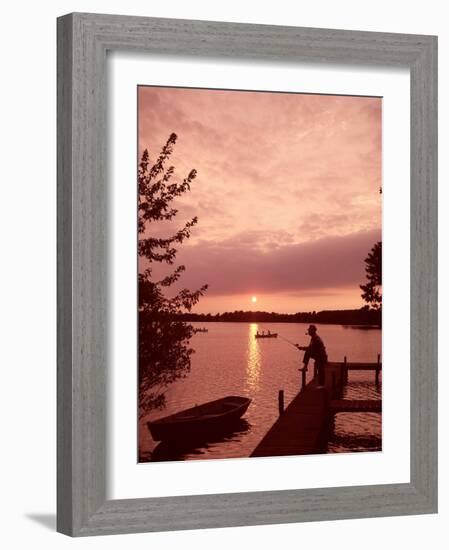 Fishing and Rowing at Sunset on a Pond in the United States-Alfred Eisenstaedt-Framed Photographic Print