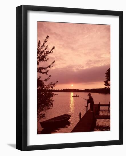 Fishing and Rowing at Sunset on a Pond in the United States-Alfred Eisenstaedt-Framed Photographic Print