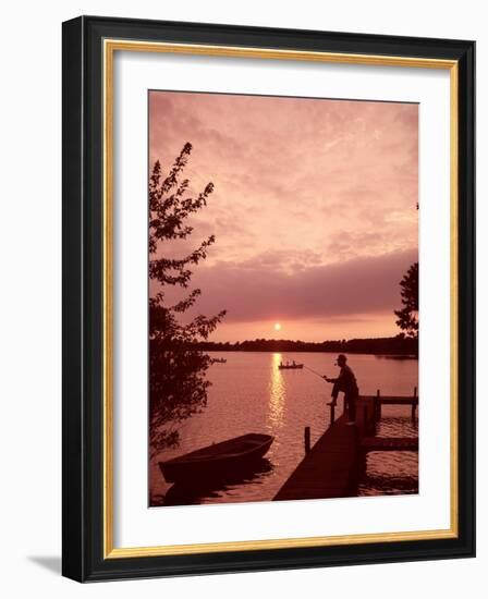 Fishing and Rowing at Sunset on a Pond in the United States-Alfred Eisenstaedt-Framed Photographic Print