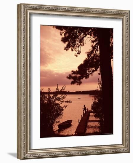 Fishing and Rowing at Sunset on a Pond in the United States-Alfred Eisenstaedt-Framed Photographic Print