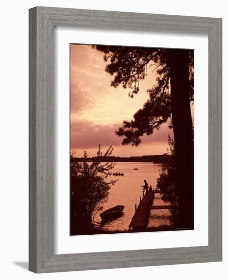 Fishing and Rowing at Sunset on a Pond in the United States-Alfred Eisenstaedt-Framed Photographic Print