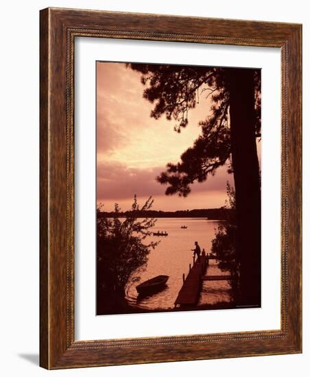 Fishing and Rowing at Sunset on a Pond in the United States-Alfred Eisenstaedt-Framed Photographic Print